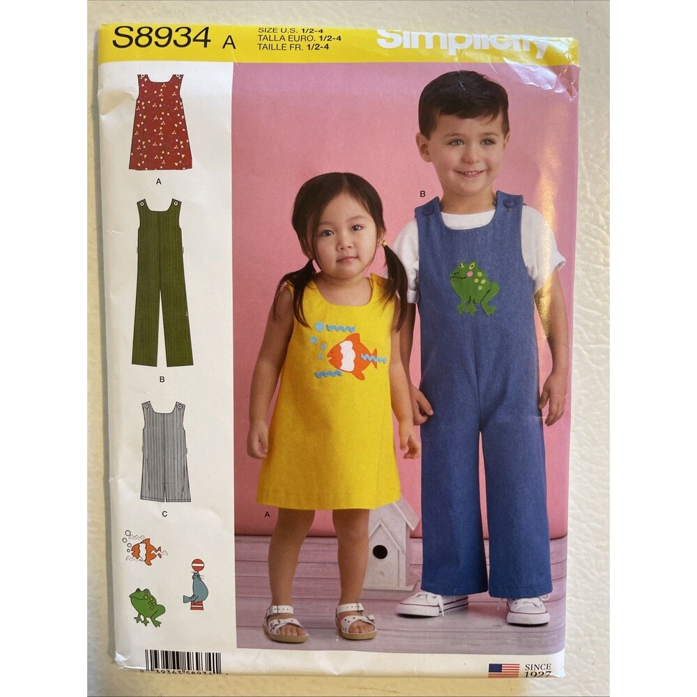 Simplicity- 8934 - Toddlers' Jumper and Jumpsuit or Romper with Appliques